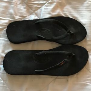 Rainbow Black Flip Flops